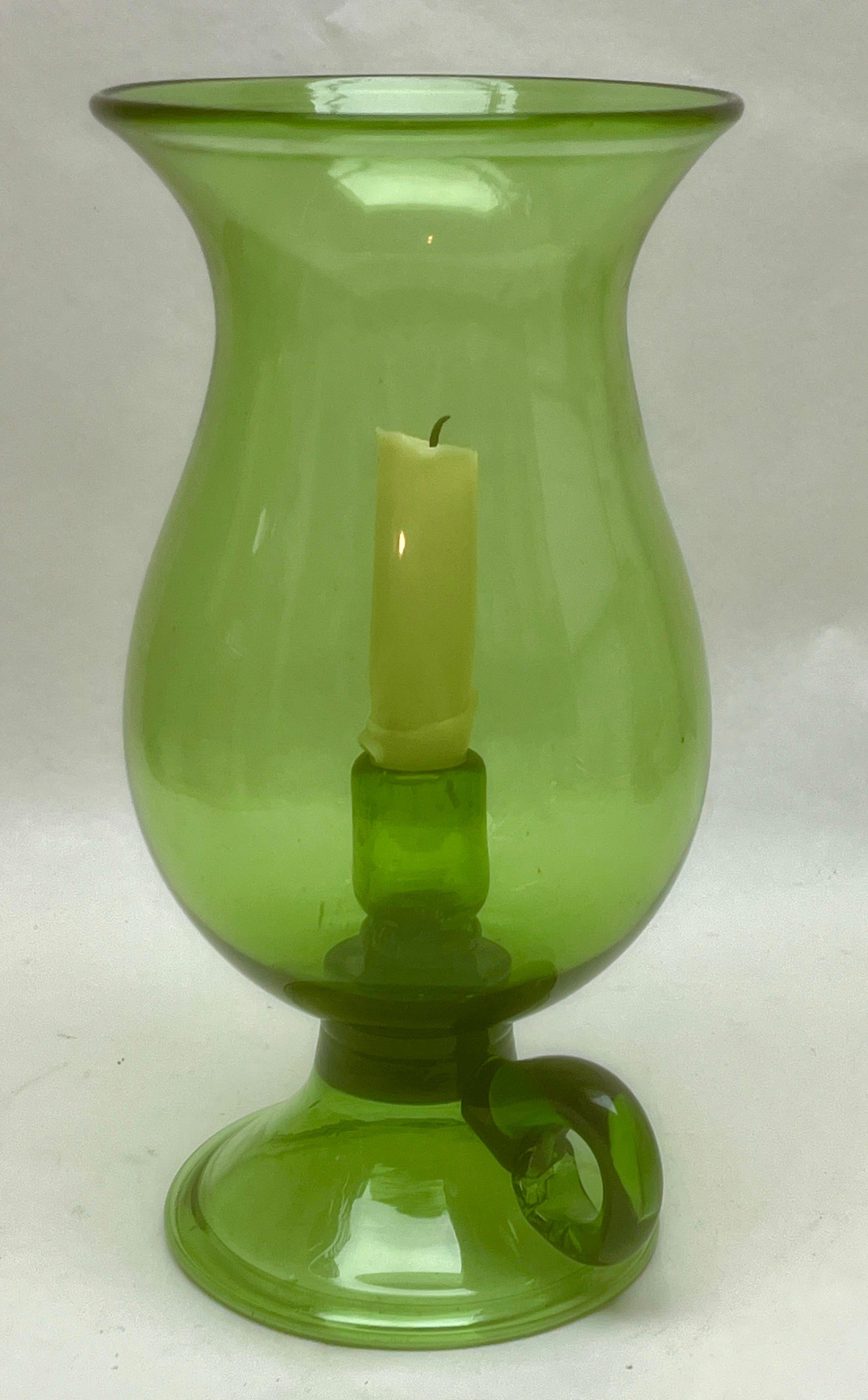 green hurricane lamp