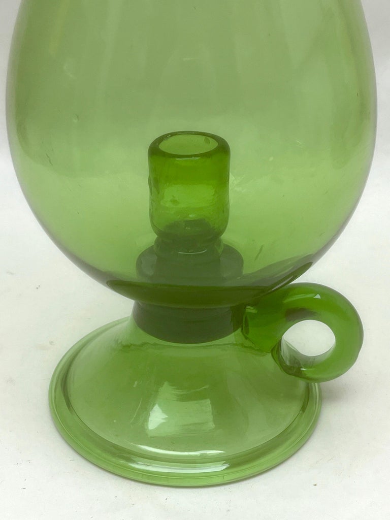 Green Empoli Murano Glass Hurricane Candelstick For Sale 1