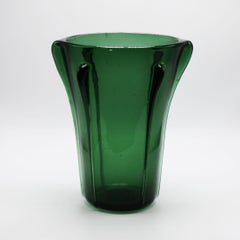 Grüne gerippte Vase Empoli:: um 1950