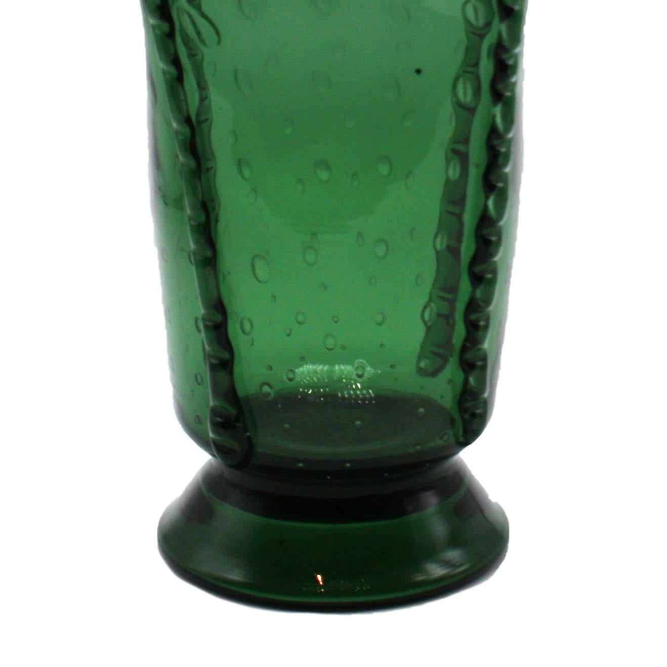 Green Empoli vase with bubble inclusions, circa 1940.