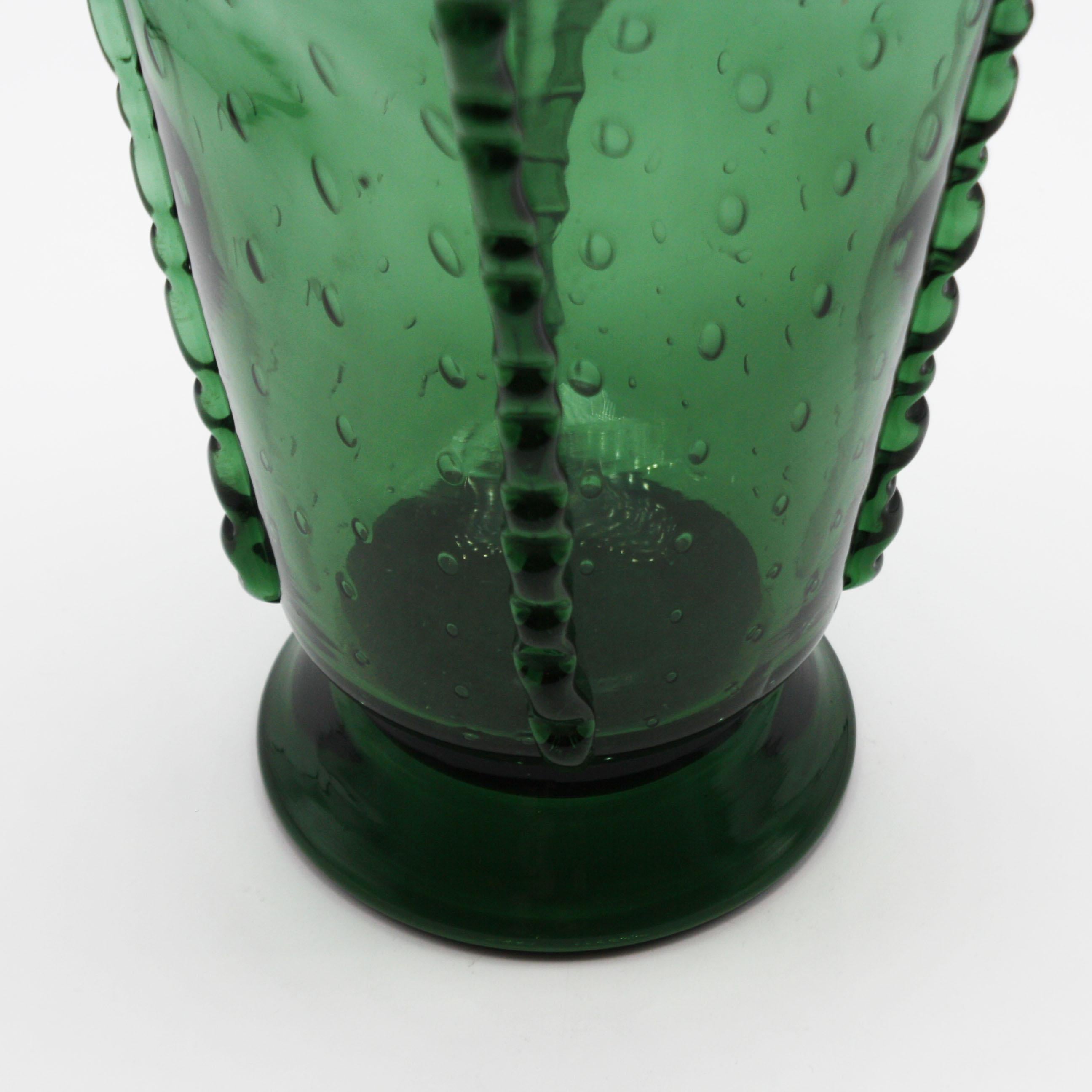 Mid-20th Century Green Empoli Vase with Bubble Inclusions, circa 1940