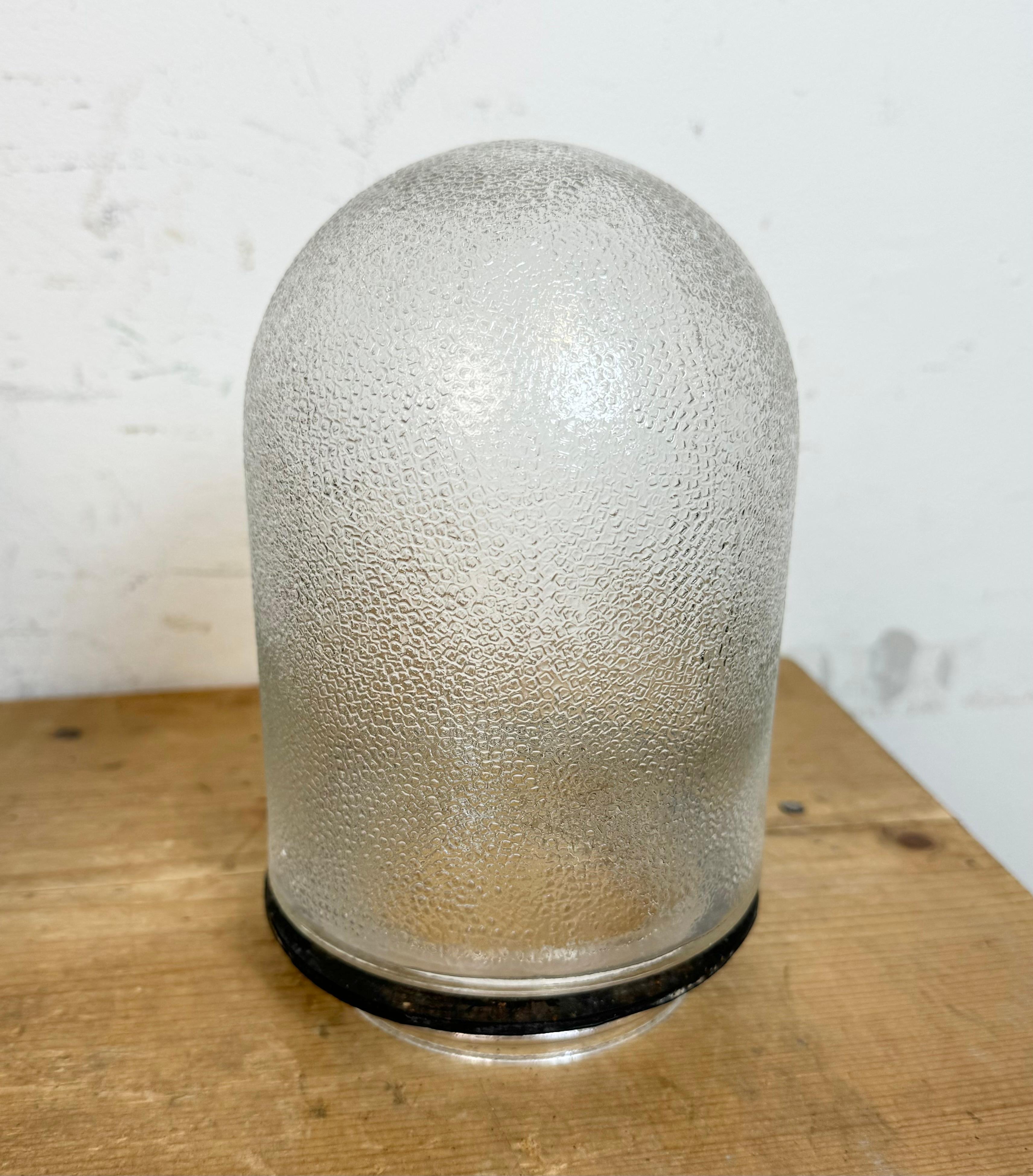 Green Enamel and Cast Iron Industrial Cage Pendant Light, 1960s For Sale 14