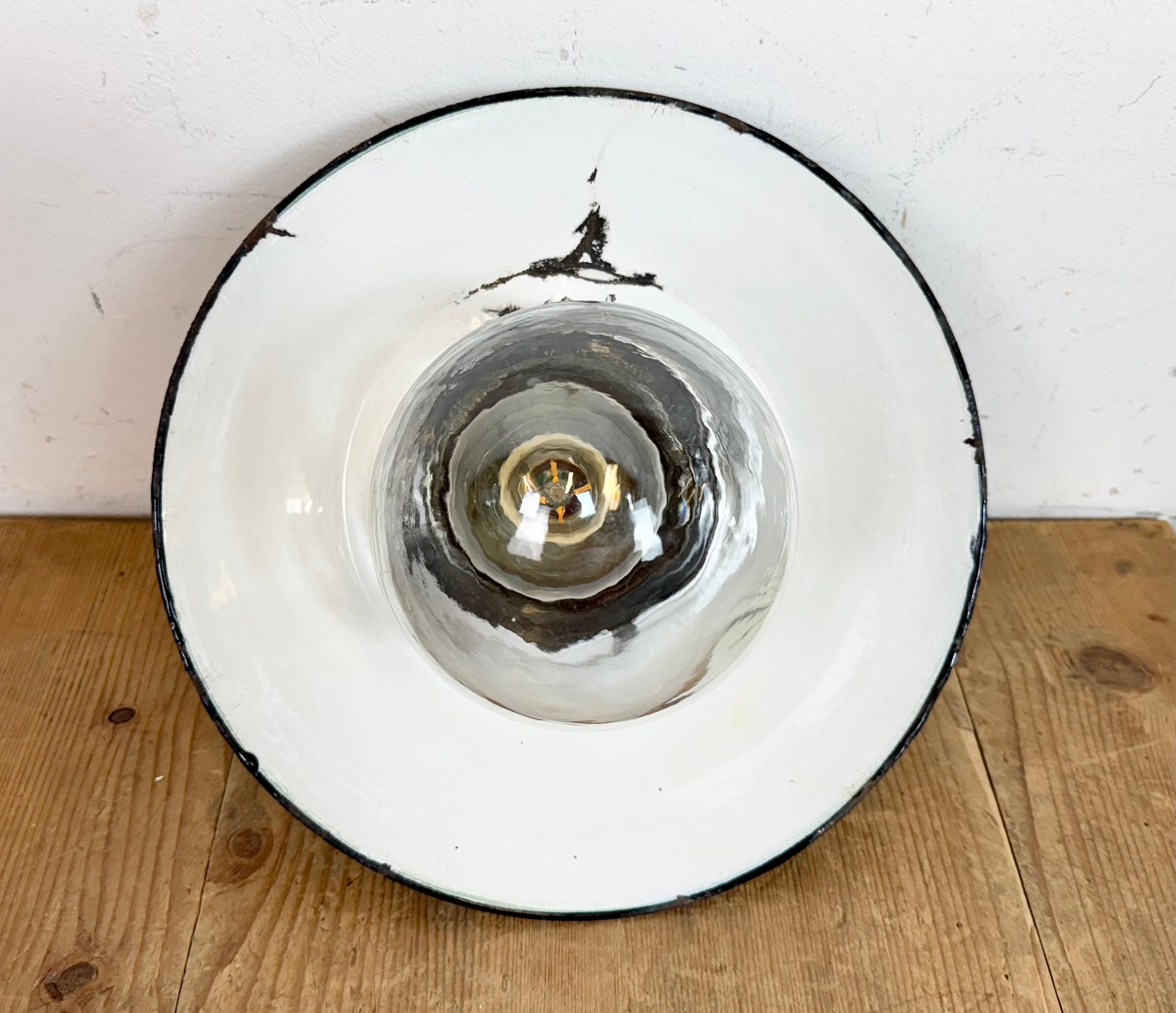 Green Enamel and Cast Iron Industrial Pendant Light, 1960s For Sale 5