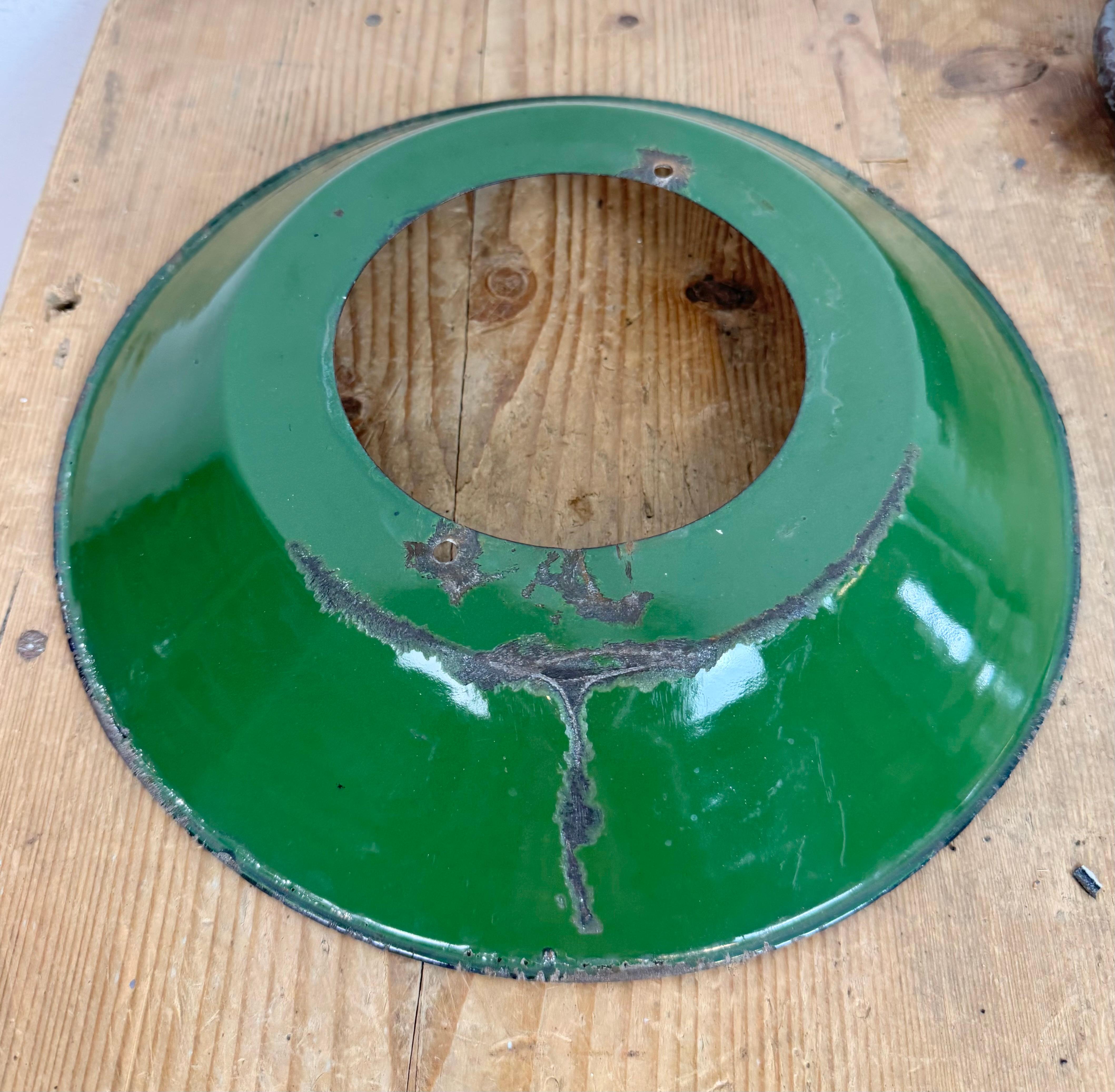 Green Enamel and Cast Iron Industrial Pendant Light, 1960s For Sale 6