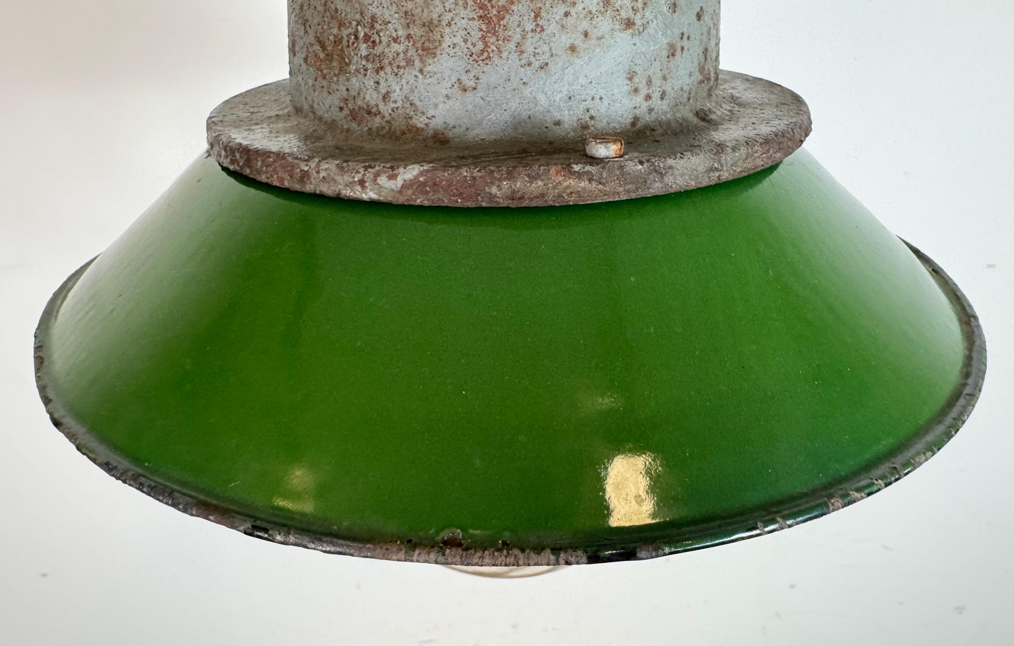 20th Century Green Enamel and Cast Iron Industrial Pendant Light, 1960s For Sale