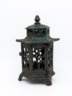 Green Enamel and Cast Iron Lantern