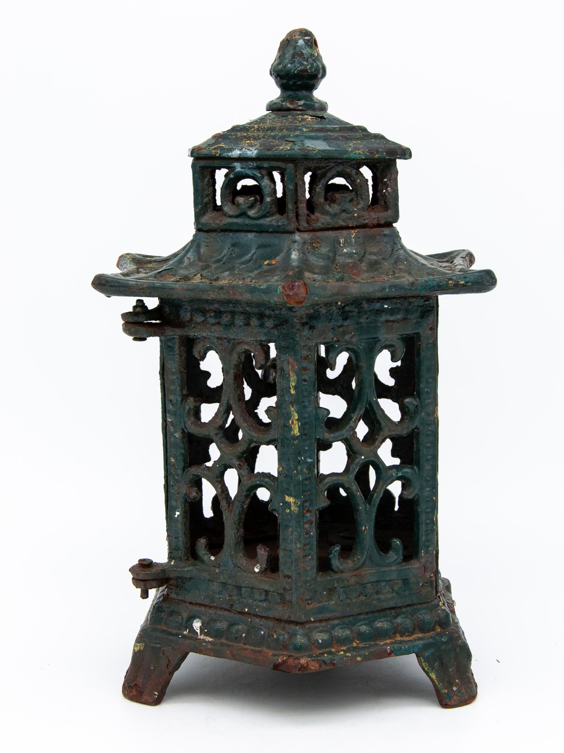 British Green Enamel and Cast Iron Lantern