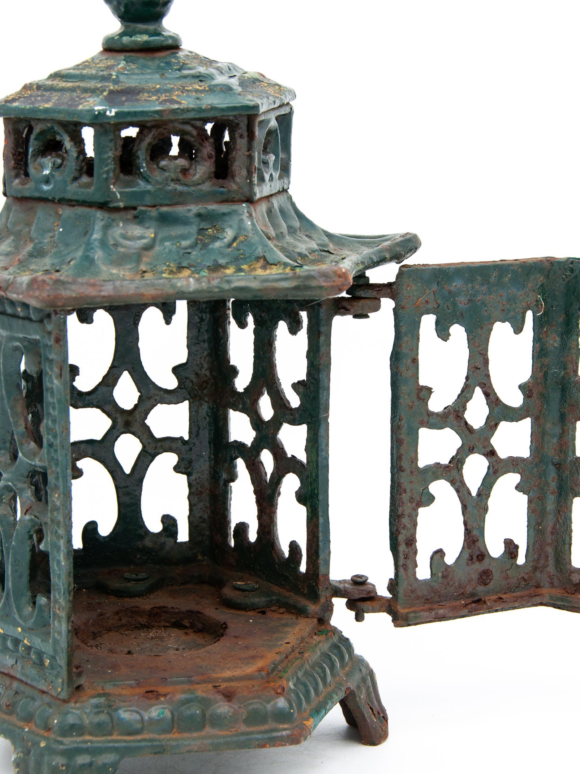 Green Enamel and Cast Iron Lantern 1