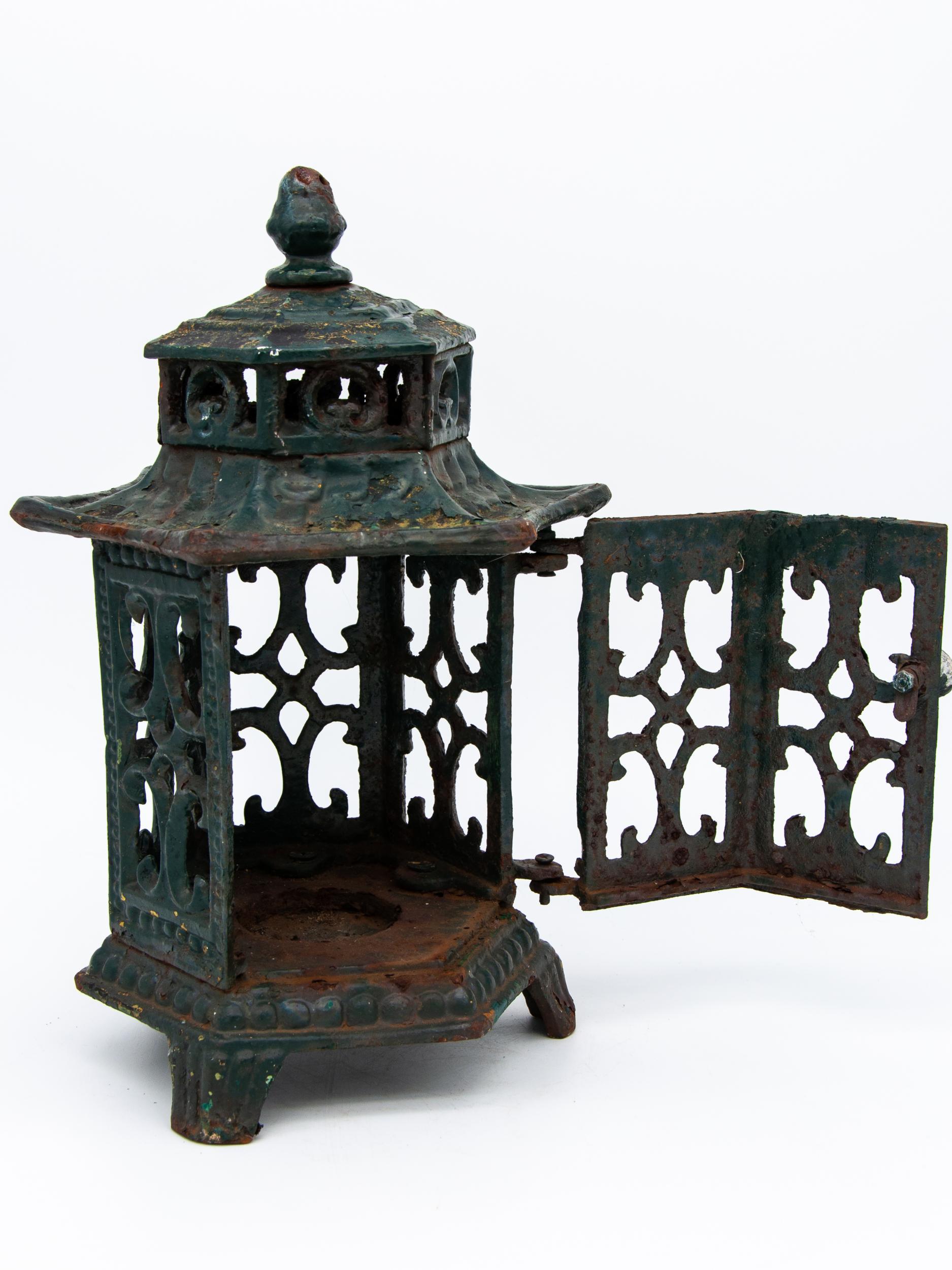 Green Enamel and Cast Iron Lantern 2