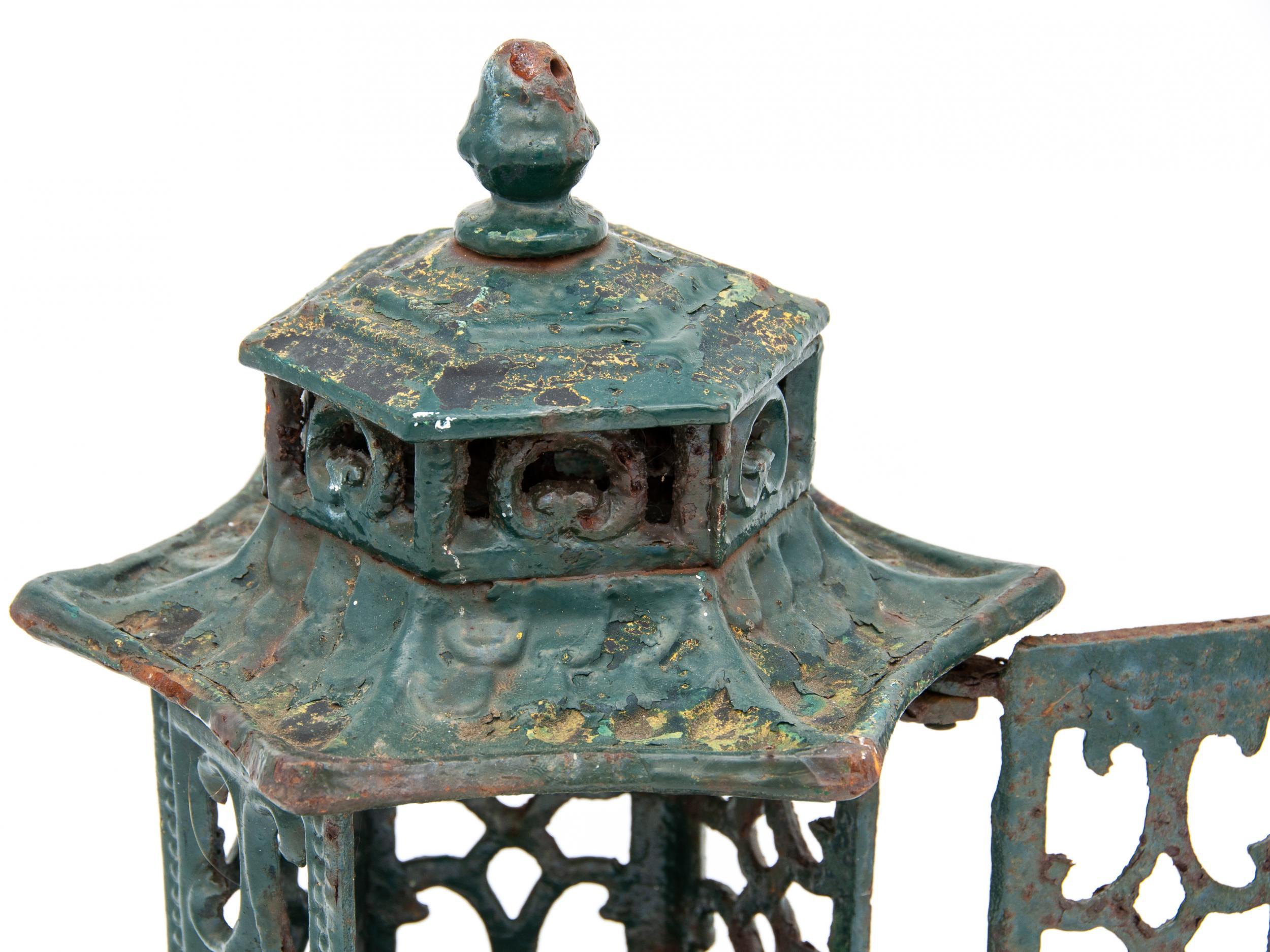 Green Enamel and Cast Iron Lantern 3