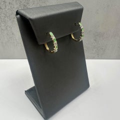 Green Enamel and Diamond Earrings in 14kt Yellow Gold - 0.05ctw GH SI Diamonds