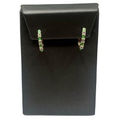 Green Enamel and Diamond Earrings in 14kt Yellow Gold - 0.05ctw GH SI Diamonds