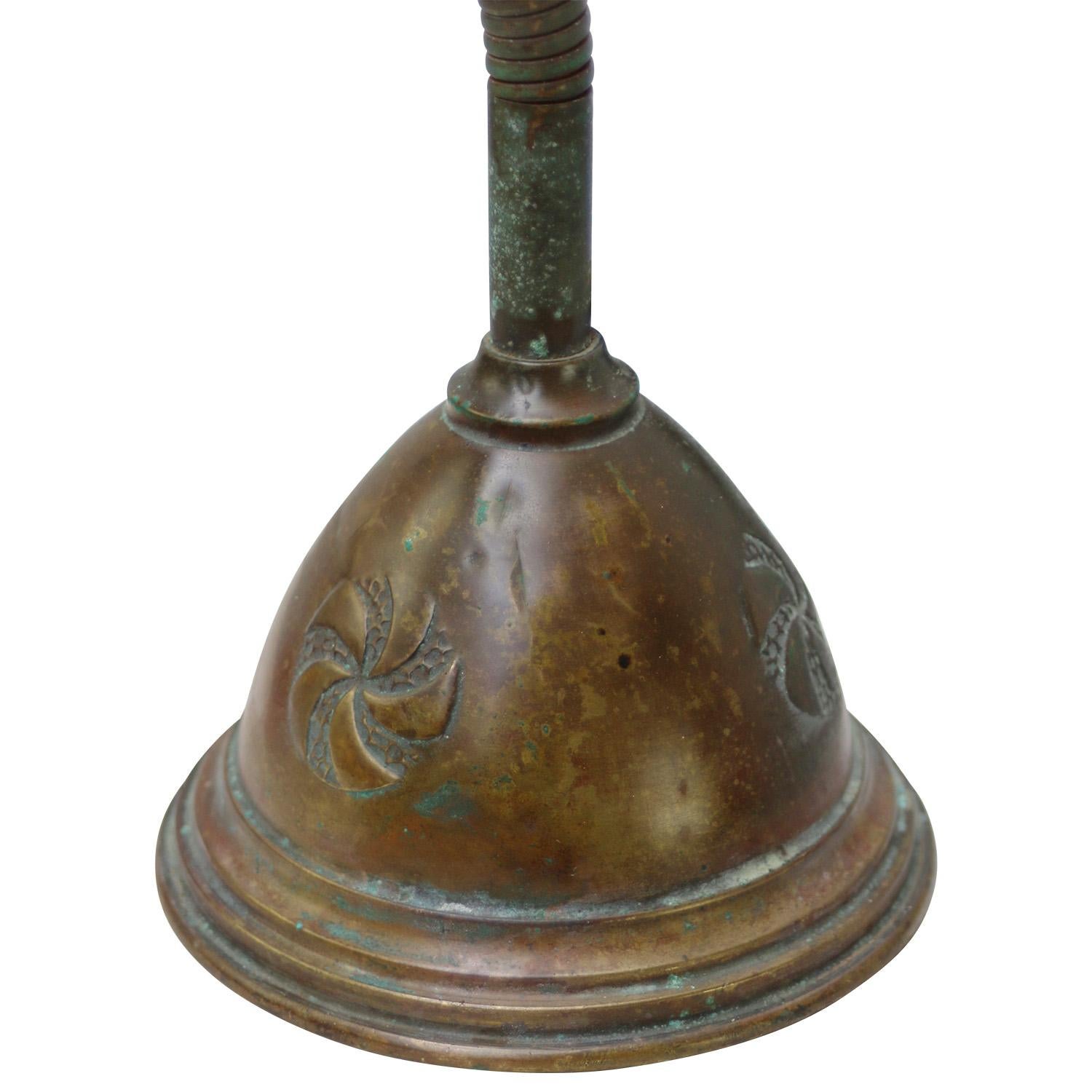 20th Century Green Enamel Art Deco Brass Table Desk Light For Sale