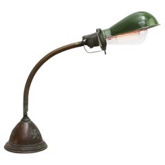 Green Enamel Art Deco Brass Table Desk Light
