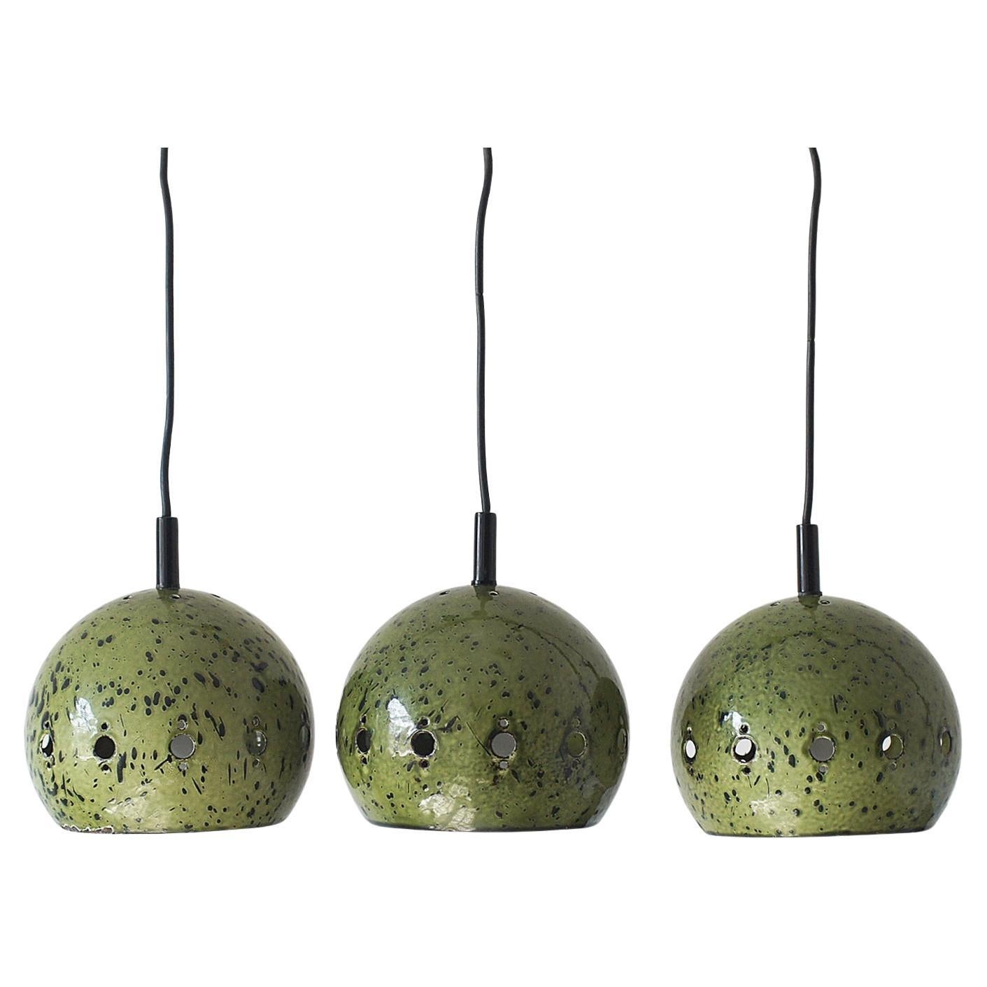 Grüne Emaille-Kugel-Anhänger, Dänemark, 1960er Jahre, 3er-Set