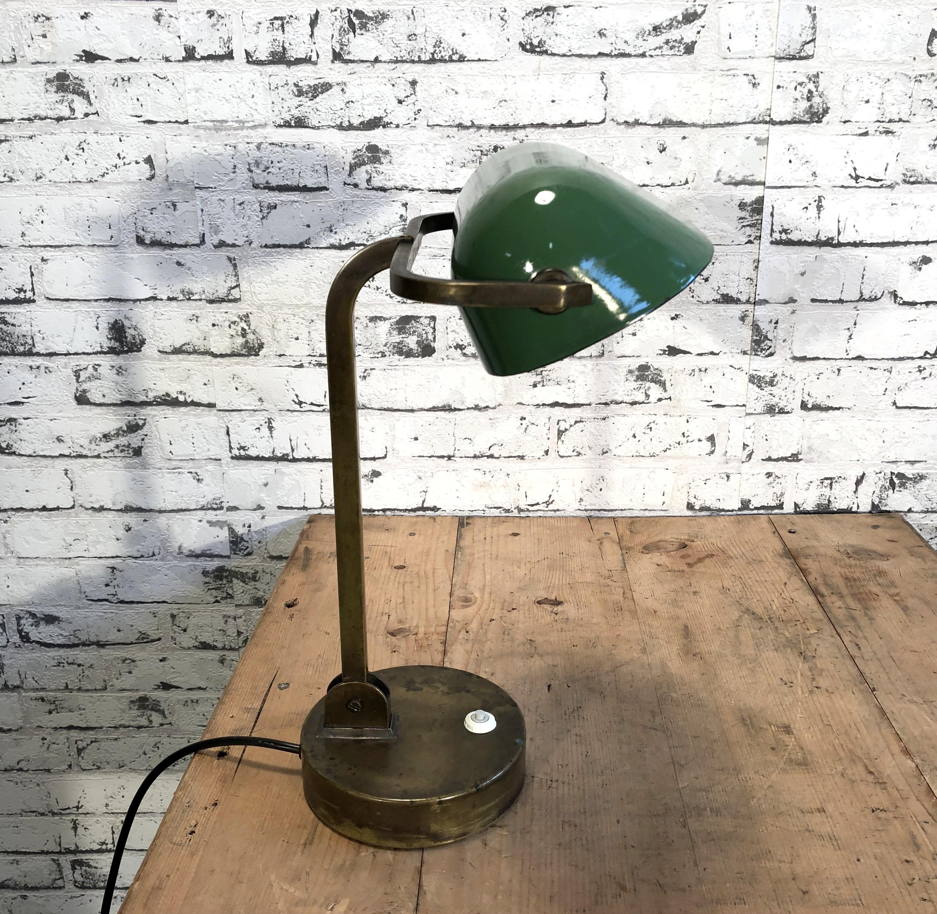 Industrial Green Enamel Bank Lamp, 1930s