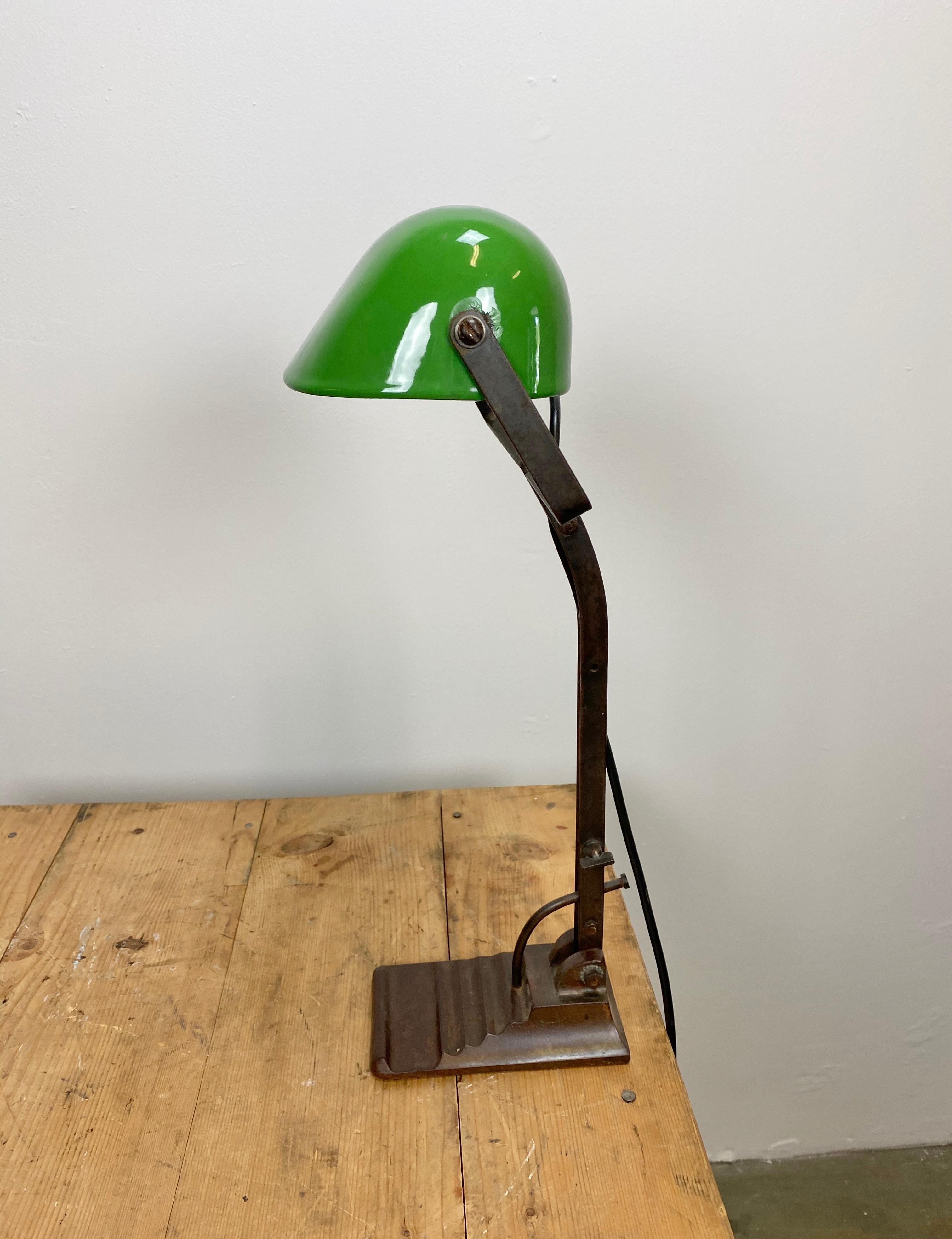 Bauhaus Green Enamel Bank Lamp, 1930s