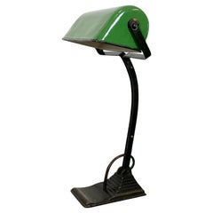 Green Enamel Bank Lamp, 1930s