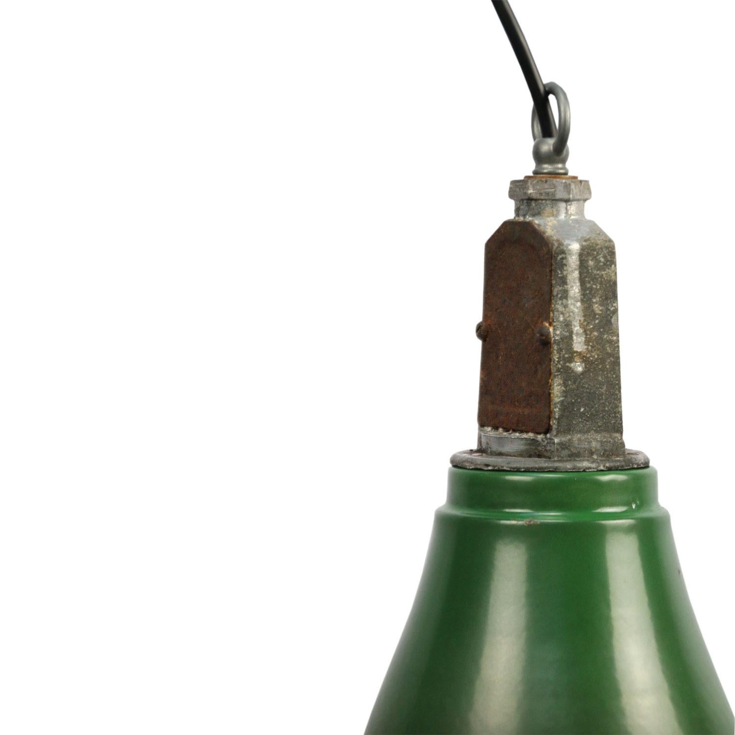 English Green Enamel British Vintage Industrial Pendant Light