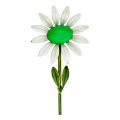 Vintage Green Enamel Daisy Flower Figural Brooch By Original By Robert, 1960s