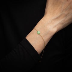Green Enamel Diamond Bracelet 14k Yellow Gold Adjustable Length