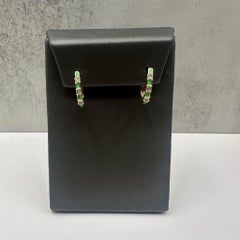 Green Enamel Diamond Earrings 14K Yellow Gold 0.05ctw GH SI