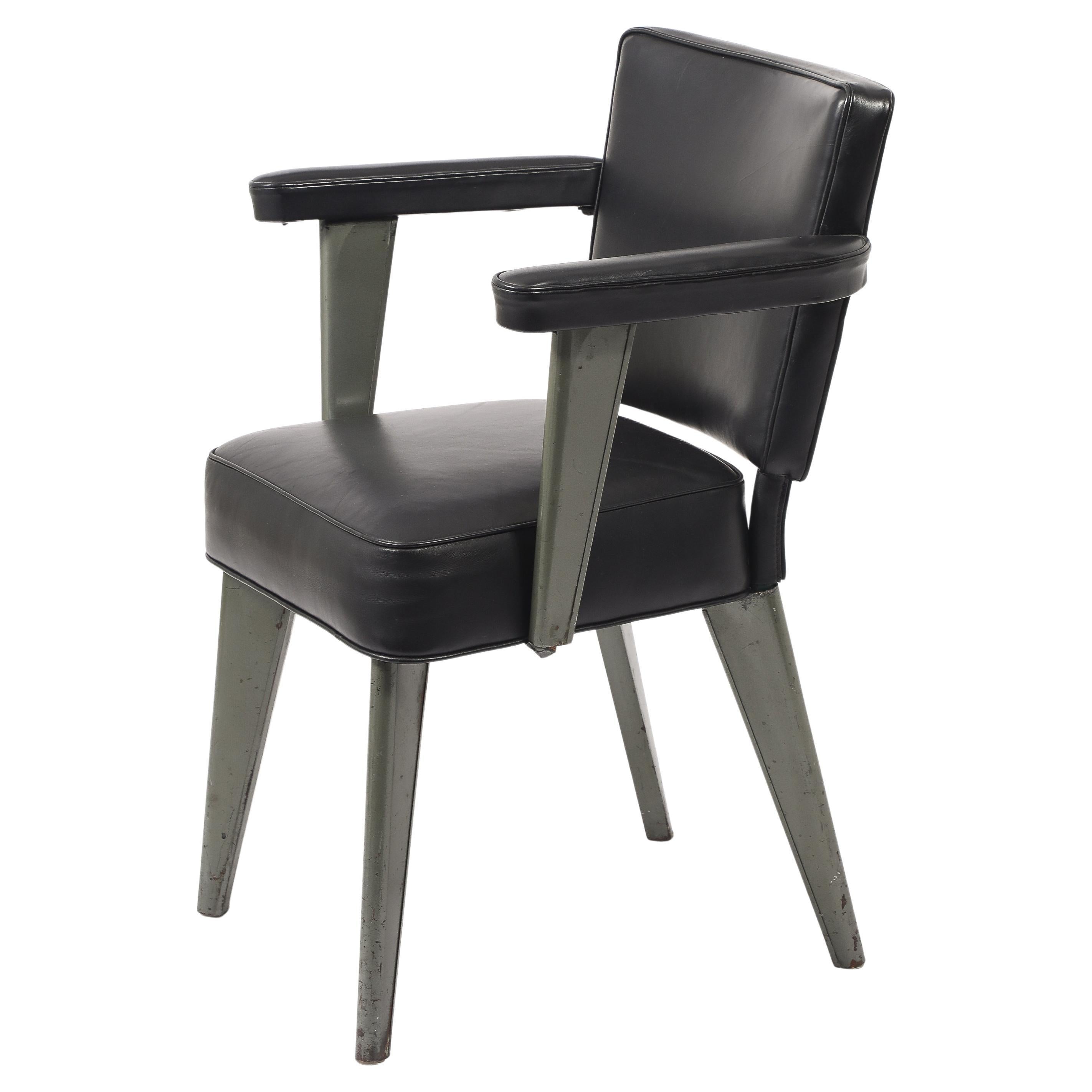 Green Enamel Dominique Armchair, France 1940
s For Sale