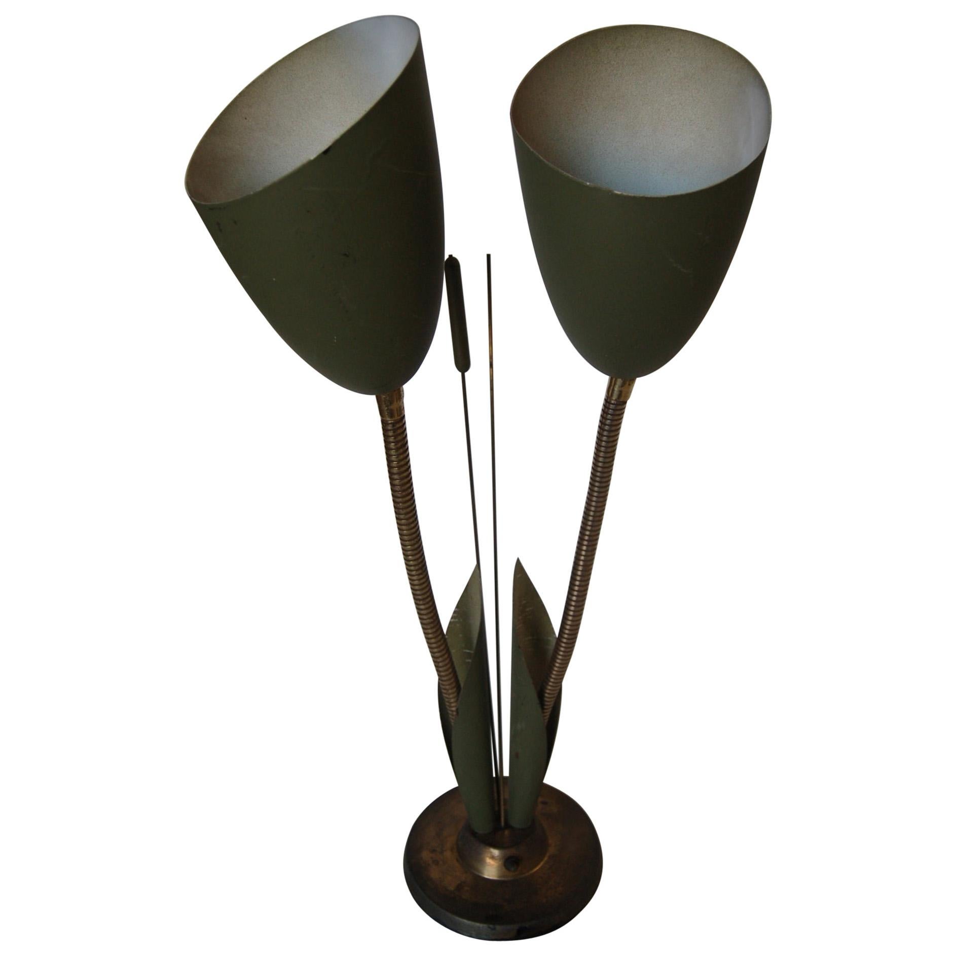 Green Enamel Double Gooseneck Adjustable Calla Lily Desk Lamp