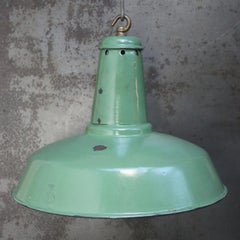 Green Enamel French Vintage Industrial Pendant Light