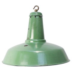 Green Enamel French Vintage Industrial Pendant Light