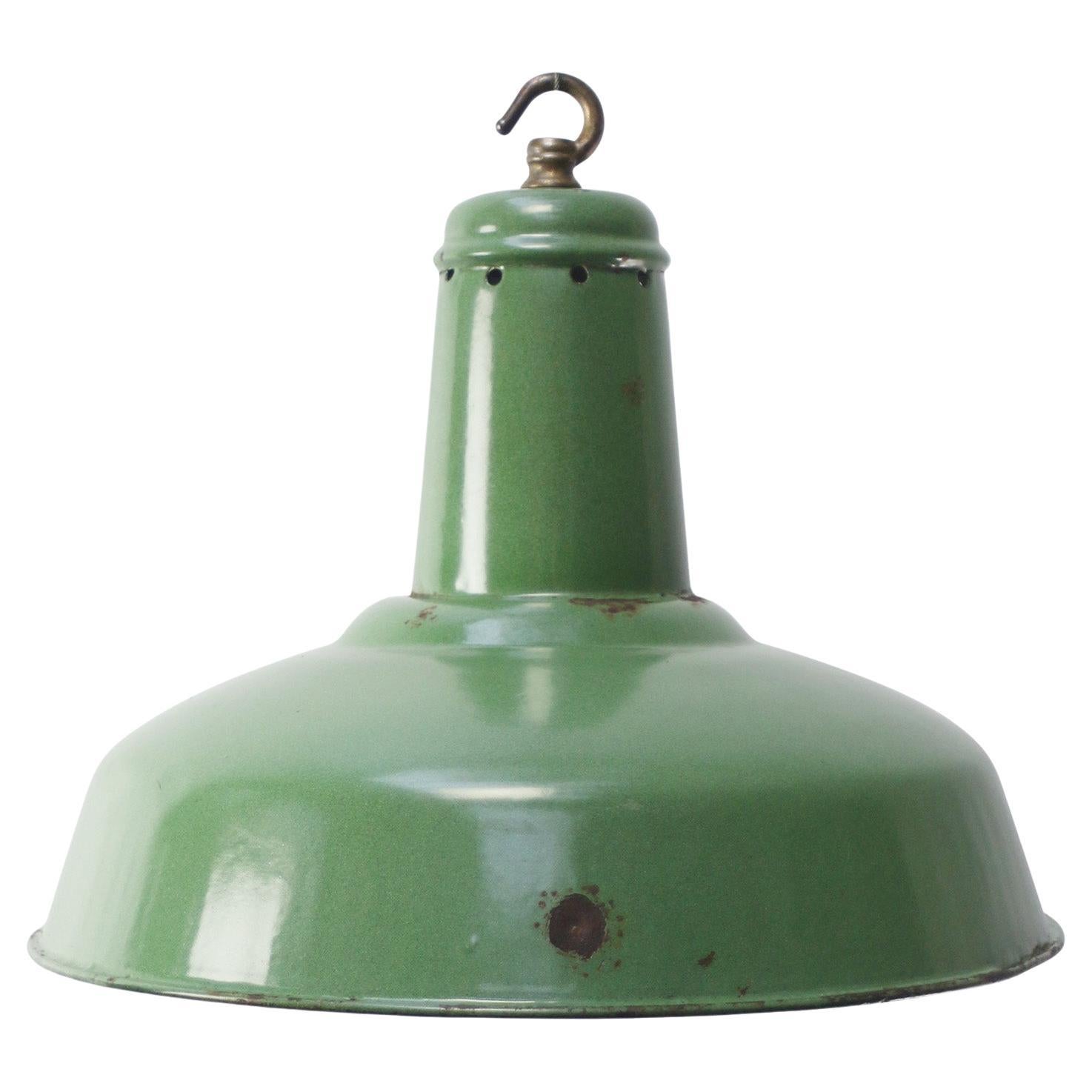 Green Enamel French Vintage Industrial Pendant Light