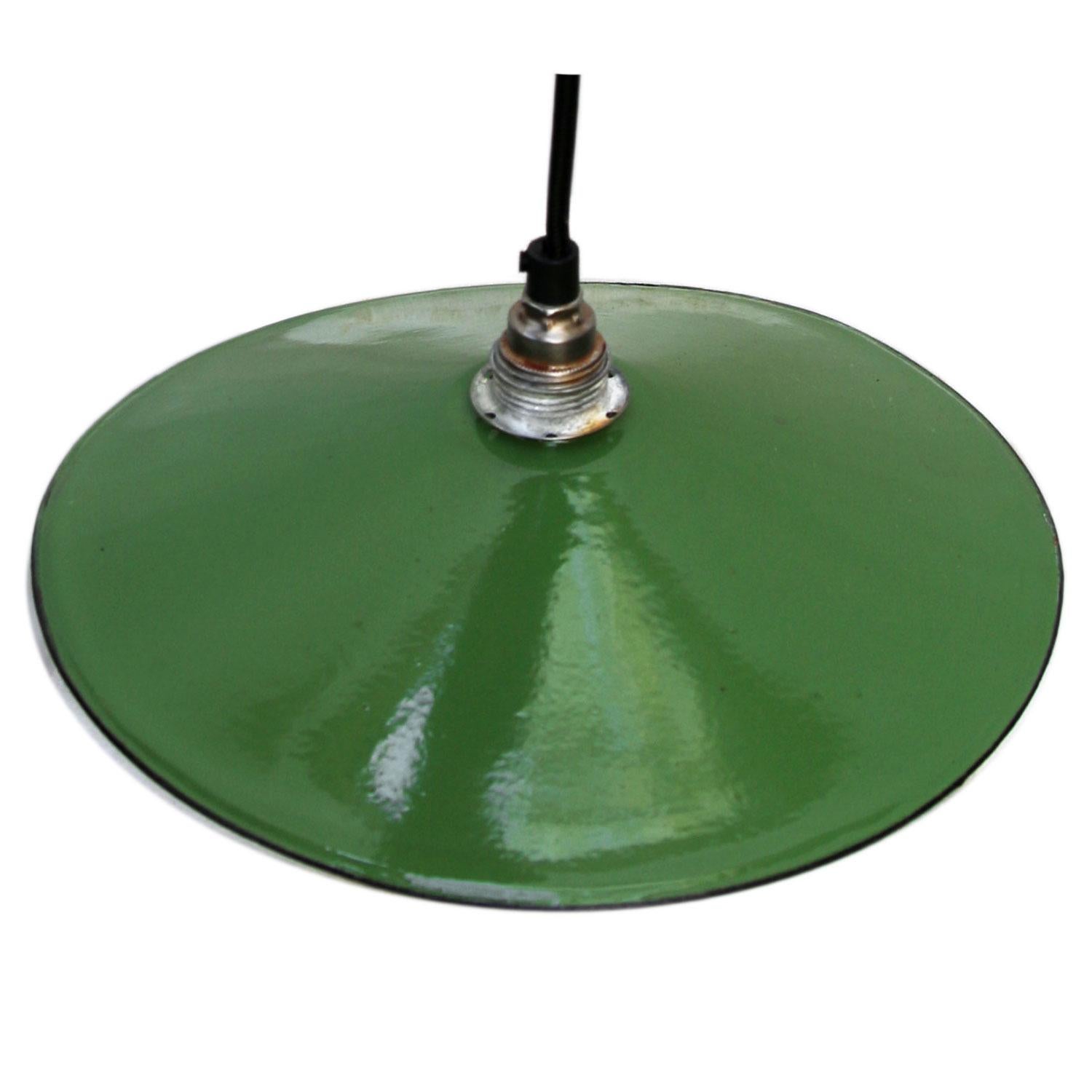 Green Enamel French Vintage Industrial Pendant Lights In Good Condition In Amsterdam, NL