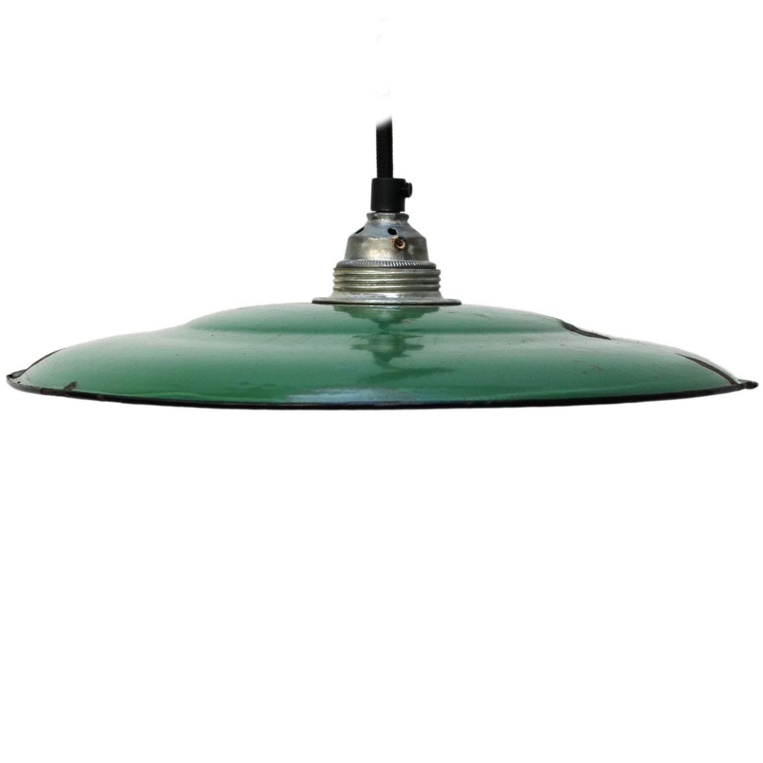 Small French Industrial pendant. 

Measure: Weight 0.7 kg / 1.5 lb

Priced per individual item. All lamps have been made suitable by international standards for incandescent light bulbs, energy-efficient and LED bulbs. E26/E27 bulb holders and new