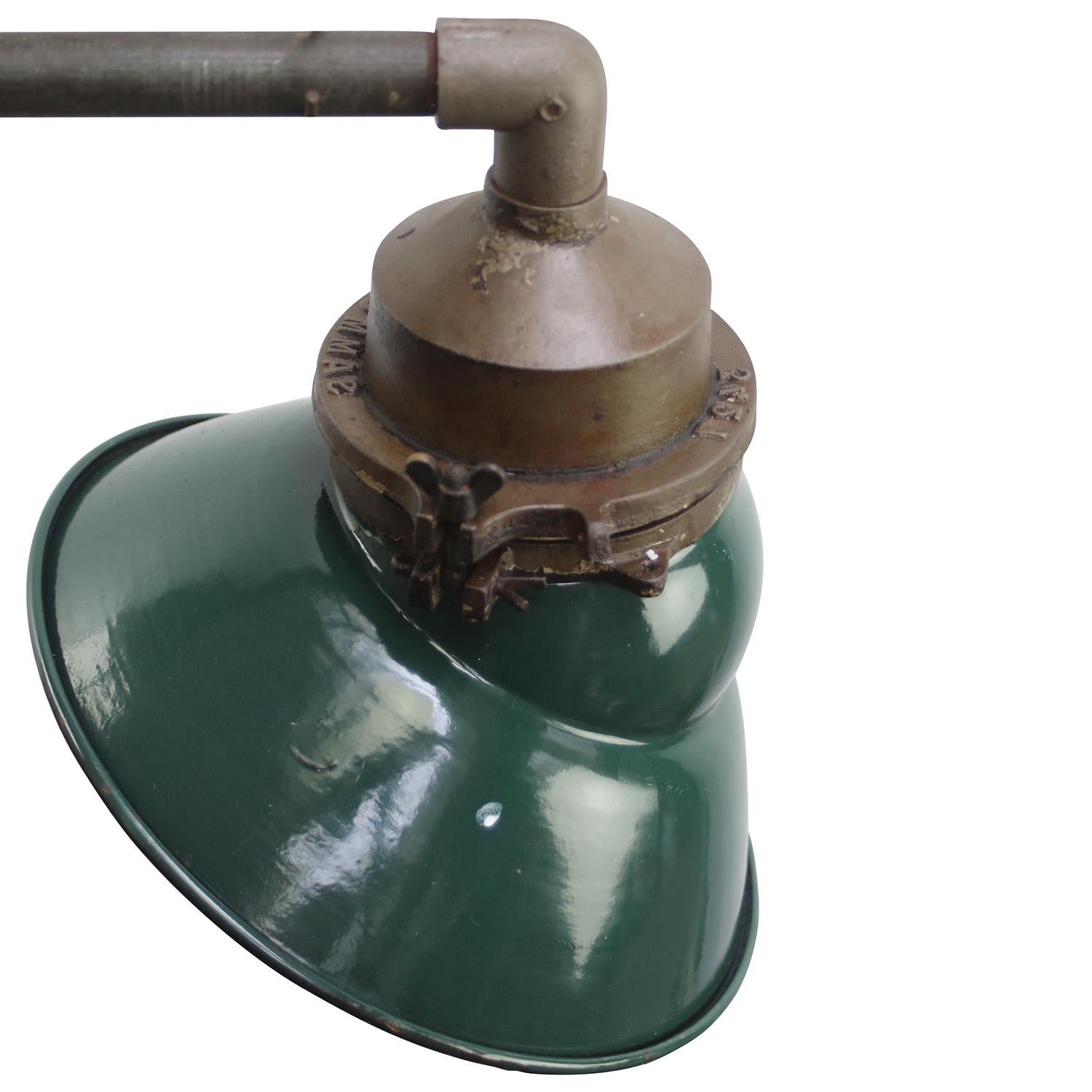Industrial Green Enamel French Vintage industrial wall light by Sammode France