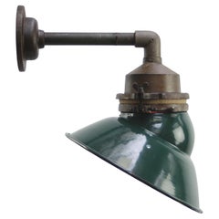 Green Enamel French Vintage industrial wall light by Sammode France