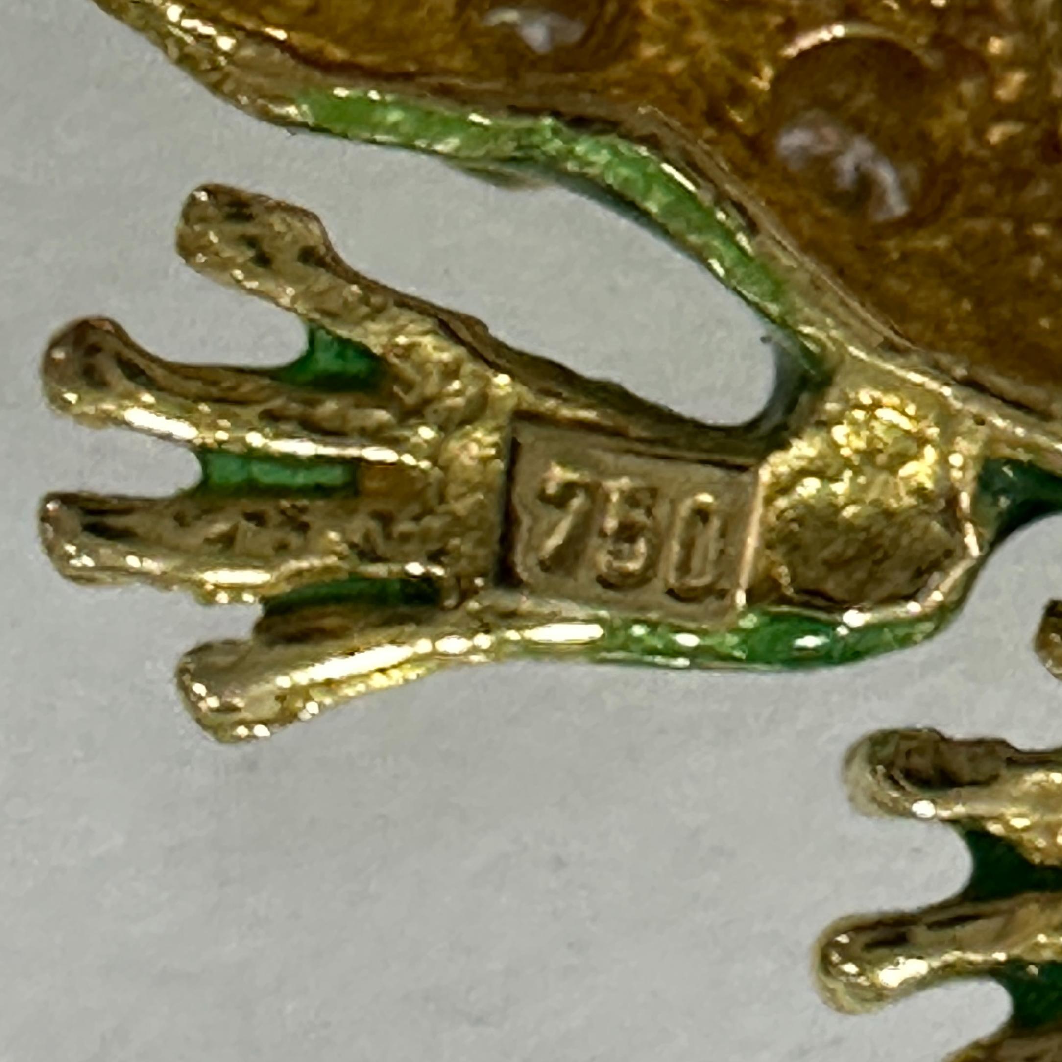 Froschbrosche aus grüner Emaille, CIRCA 1980, aus 18 Karat Gold mit 0,40 Karat Diamanten im Angebot 10