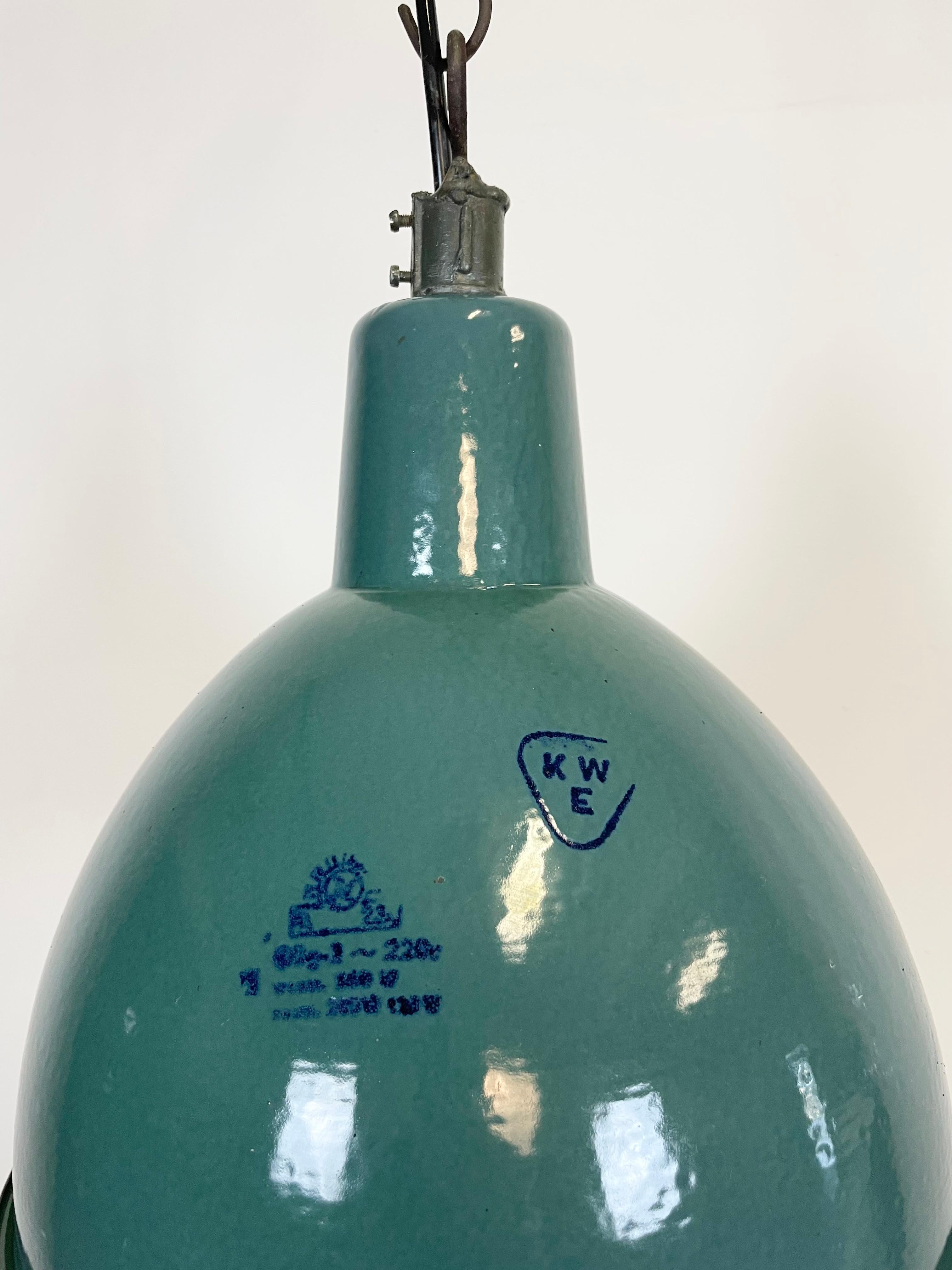 20th Century Green Enamel Industrial Pendant Lamp, 1960s