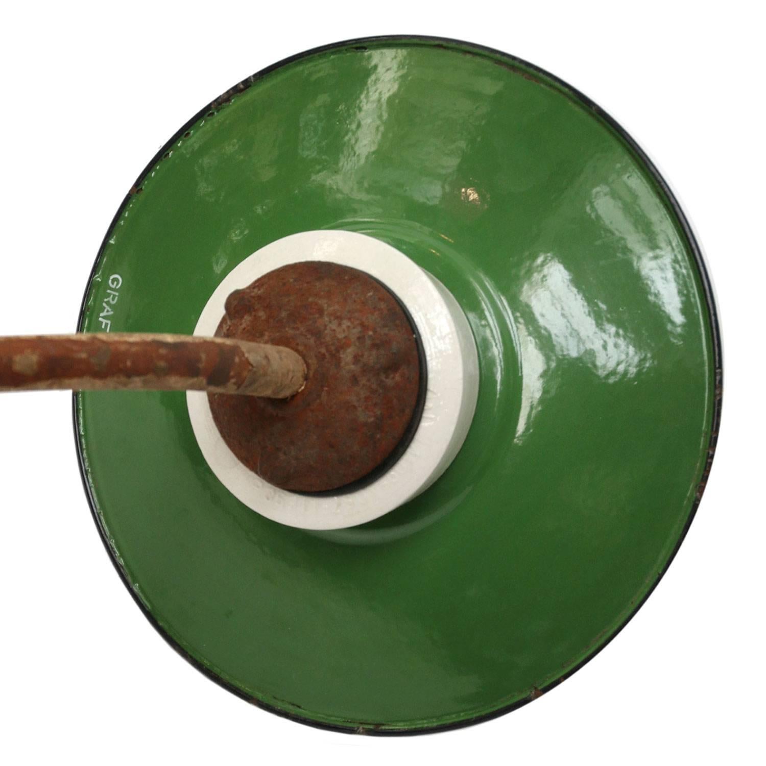 Green Enamel Porcelain Glass Cast Iron Vintage Industrial Wall Light 1