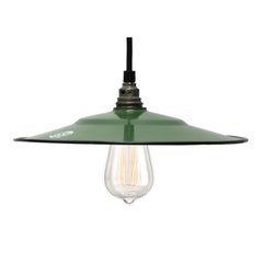 Vintage Green Enamel Small French Industrial Pendant Light