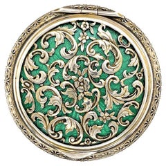 Antique Green Enamel Sterling Compact