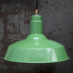 Green Enamel Vintage American Industrial Pendant Light
