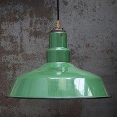 Green Enamel Vintage American Industrial Pendant Light