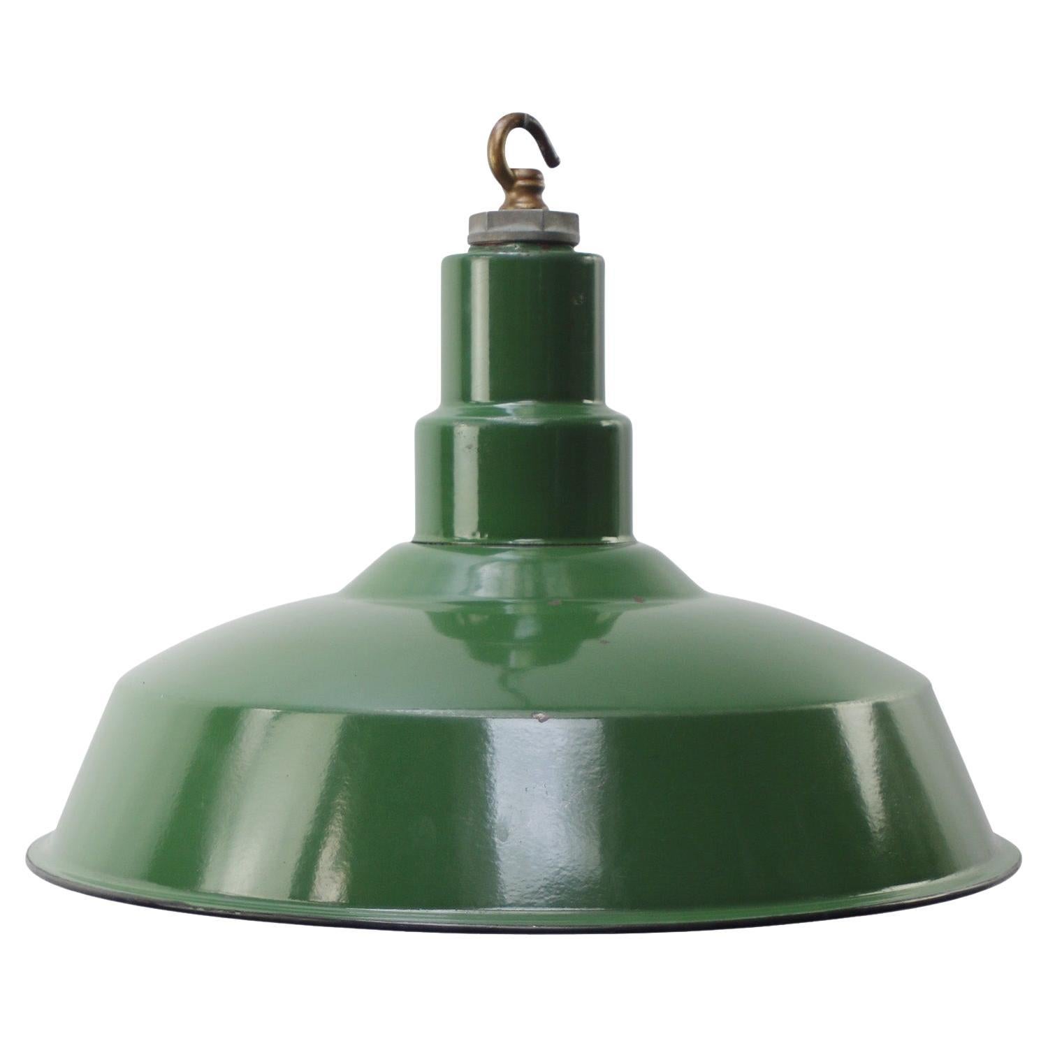 Green Enamel Vintage American Industrial Pendant Light For Sale