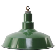 Green Enamel Used American Industrial Pendant Light