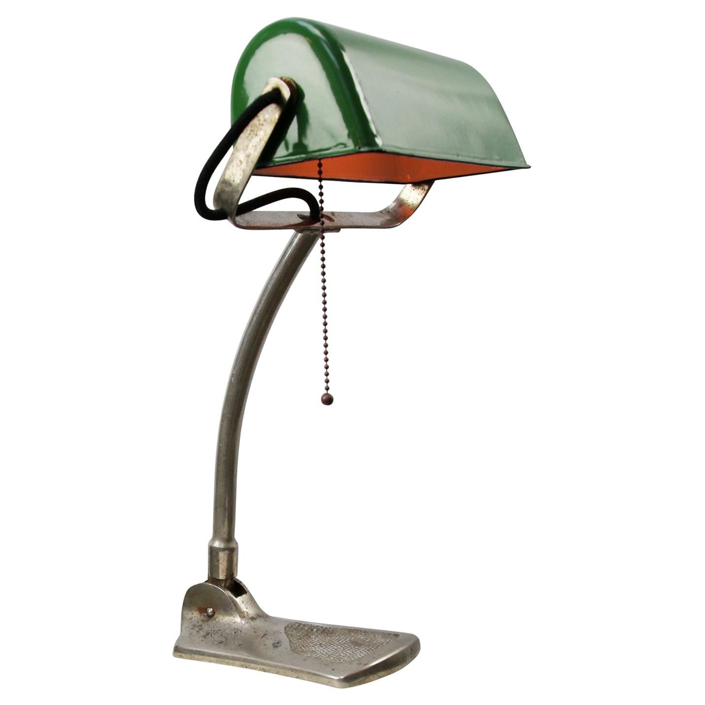 Green Enamel Vintage Banker Table Desk Light