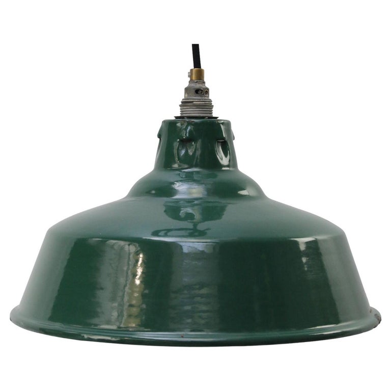Green Enamel Vintage British Industrial Pendant Lights by Simplex UK For  Sale at 1stDibs | industrial pendant lights uk