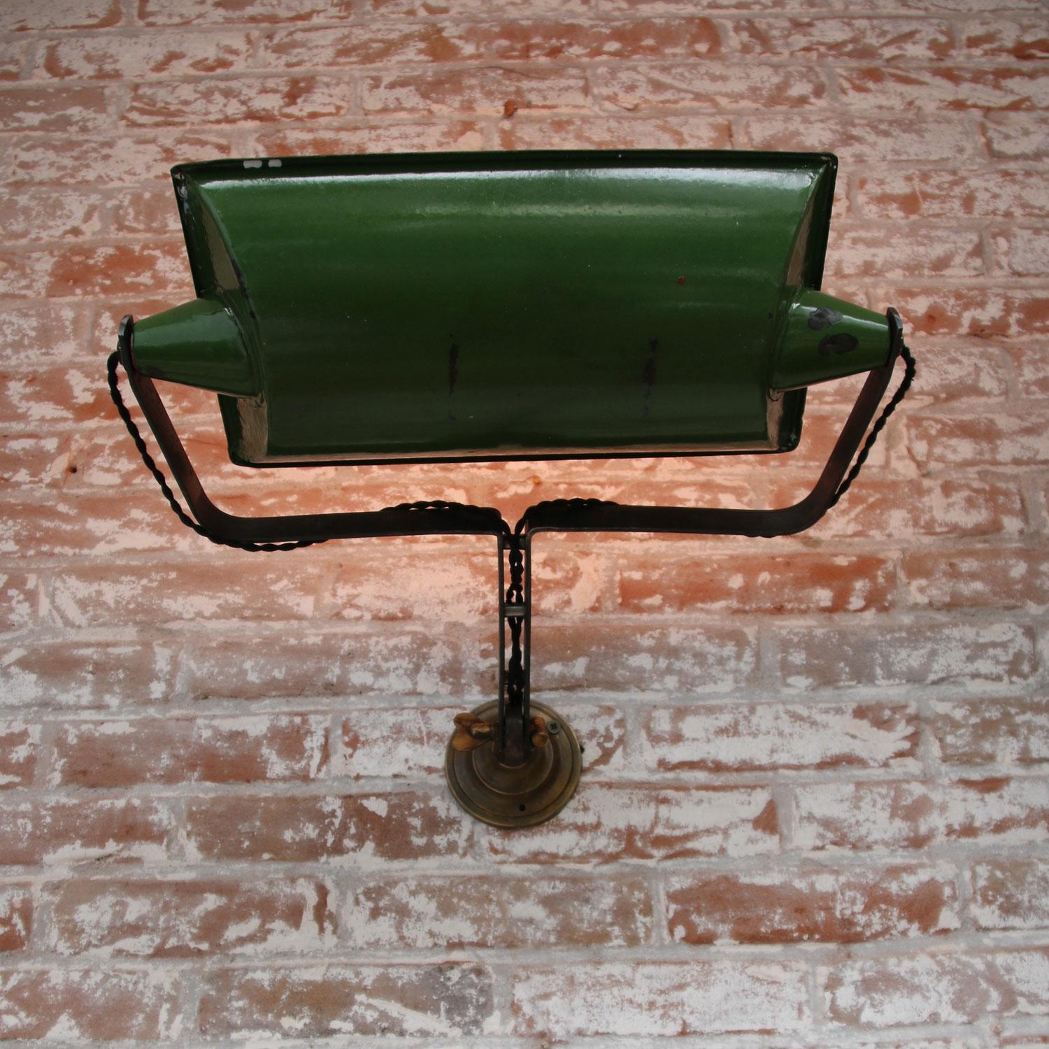 Green Enamel Vintage Industrial Adjustable Arm Wall Light Scone 6