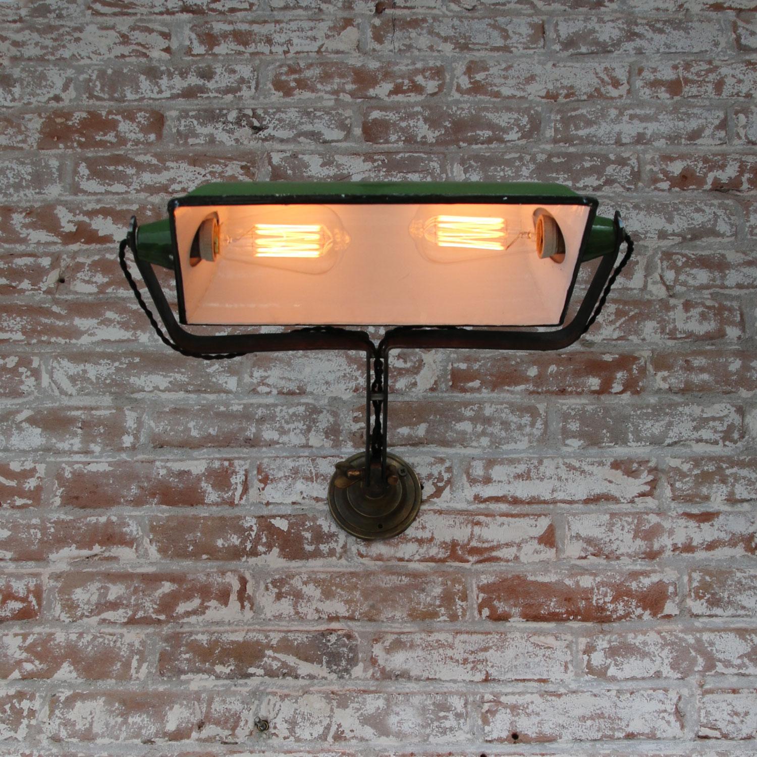 Iron Green Enamel Vintage Industrial Adjustable Arm Wall Light Scone