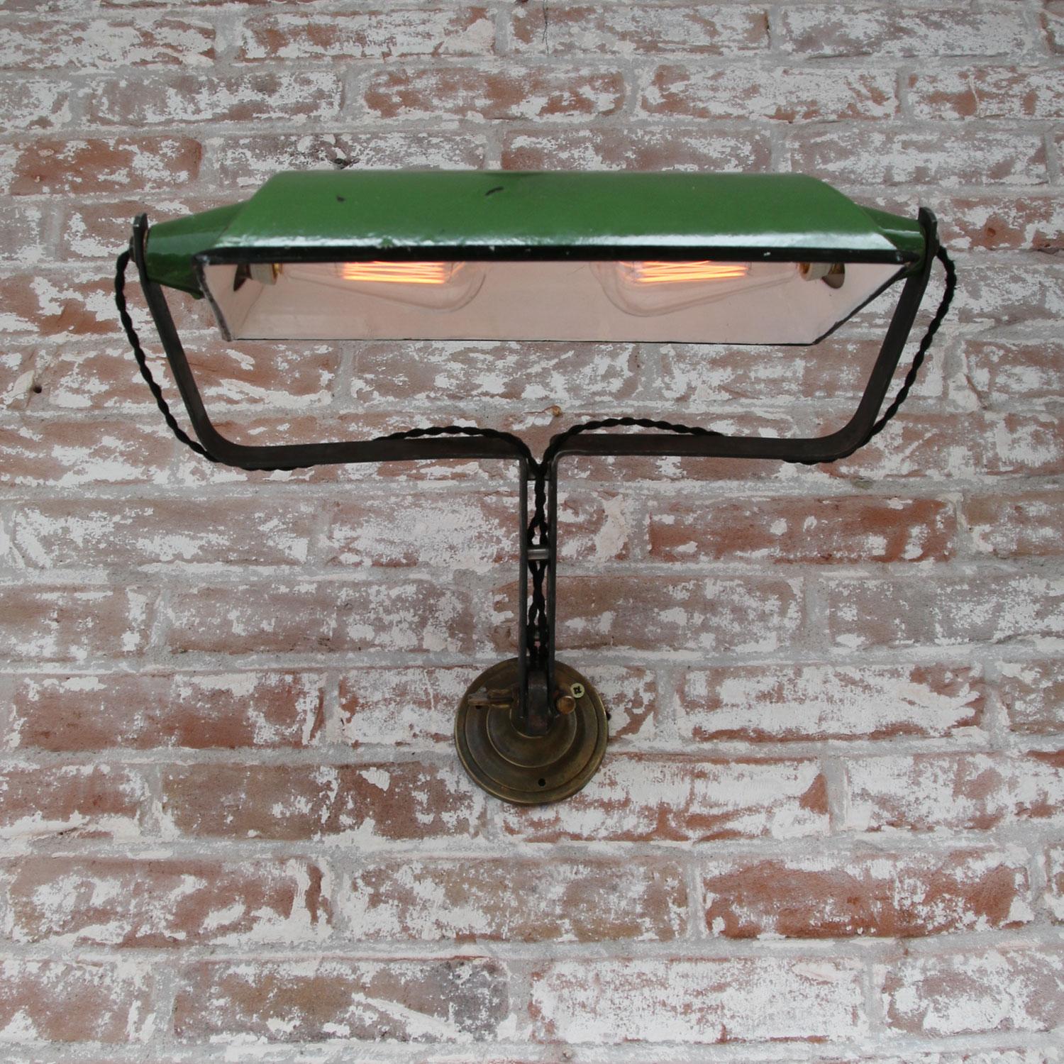 Green Enamel Vintage Industrial Adjustable Arm Wall Light Scone 2