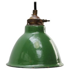 Green Enamel Vintage Industrial American Factory Pendant Light